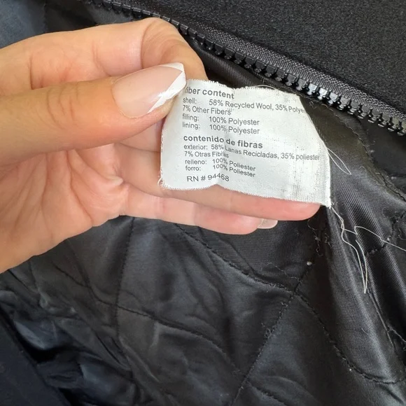 Y2K ESPRIT Wool Coat Black Peacoat for Women Vintage Black Jacket Sz L - Picture 5 of 11